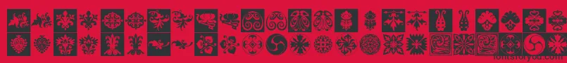 フォントPrt Ornament6 – 赤い背景に黒い文字