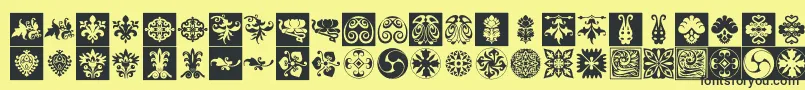 Prt Ornament6 Font – Black Fonts on Yellow Background