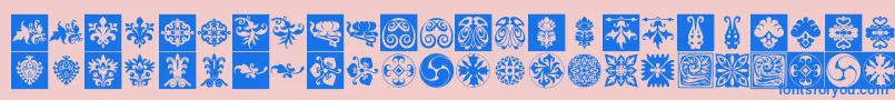fuente Prt Ornament6 – Fuentes Azules Sobre Fondo Rosa