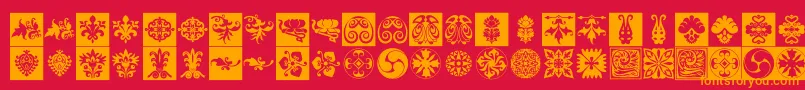 フォントPrt Ornament6 – 赤い背景にオレンジの文字