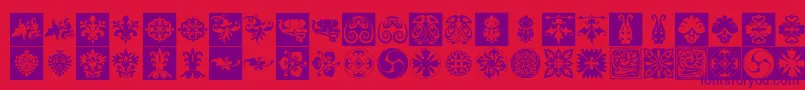 Prt Ornament6 Font – Purple Fonts on Red Background