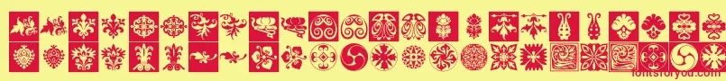 Fonte Prt Ornament6 – fontes vermelhas em um fundo amarelo