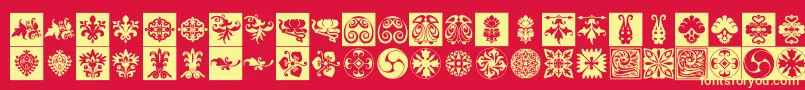 Prt Ornament6 Font – Yellow Fonts on Red Background