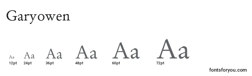Garyowen Font Sizes