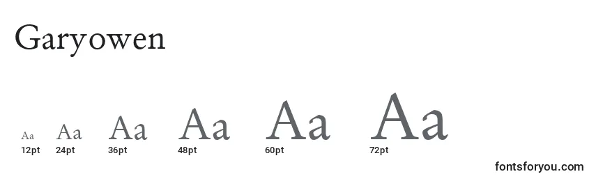 Größen der Schriftart Garyowen