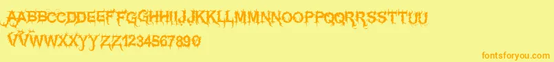 Vtksespinhuda Font – Orange Fonts on Yellow Background