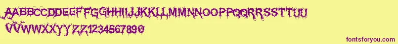 Vtksespinhuda-Schriftart – Violette Schriften auf gelbem Hintergrund