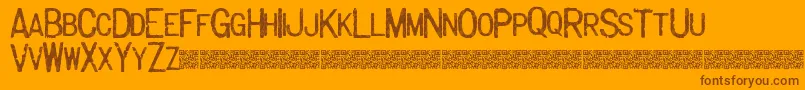 Majorlabel-Schriftart – Braune Schriften auf orangefarbenem Hintergrund