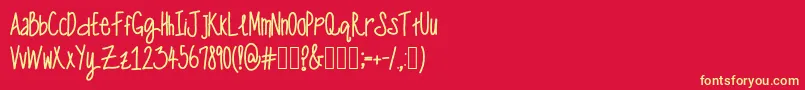 OneManWolfPack-fontti – keltaiset fontit punaisella taustalla