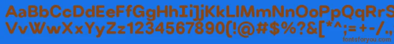 フォントVillerayroundedBold – 茶色の文字が青い背景にあります。