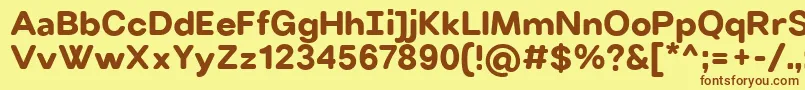 フォントVillerayroundedBold – 茶色の文字が黄色の背景にあります。