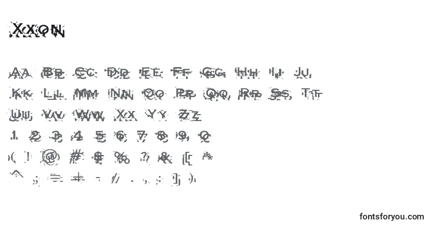 A fonte Xxon – alfabeto, números, caracteres especiais