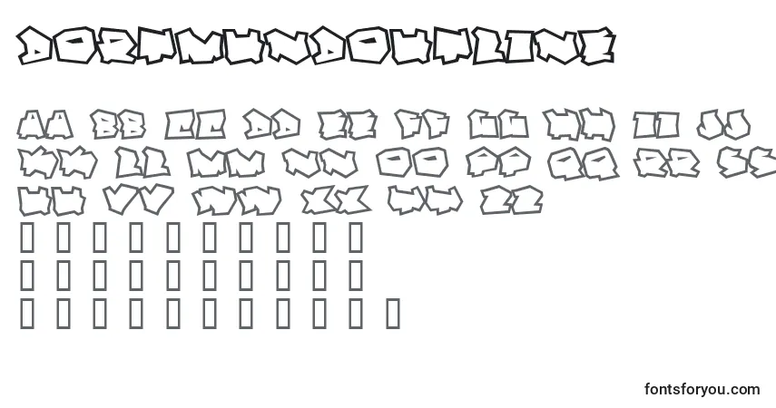Schriftart DortmundOutline – Alphabet, Zahlen, spezielle Symbole
