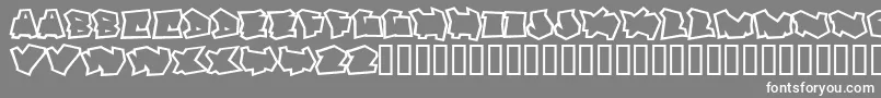 フォントDortmundOutline – 灰色の背景に白い文字