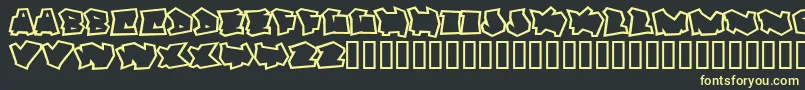 フォントDortmundOutline – 黒い背景に黄色の文字