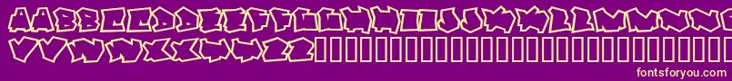 フォントDortmundOutline – 紫の背景に黄色のフォント