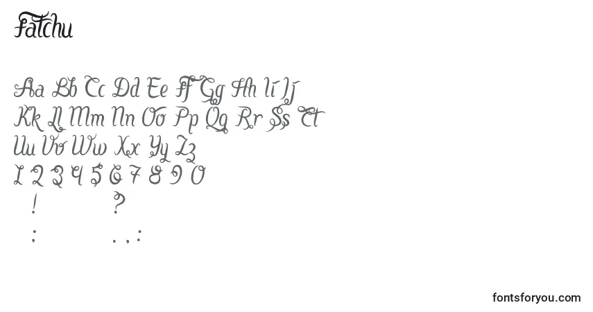 Schriftart Fatchu – Alphabet, Zahlen, spezielle Symbole