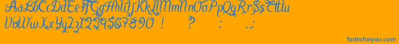 Fatchu-Schriftart – Blaue Schriften auf orangefarbenem Hintergrund