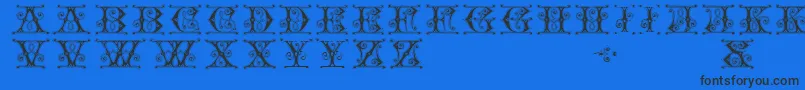 GingerbreadInitials Font – Black Fonts on Blue Background