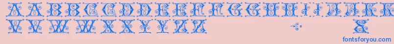 GingerbreadInitials-Schriftart – Blaue Schriften auf rosa Hintergrund