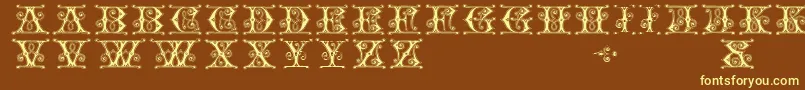 GingerbreadInitials-fontti – keltaiset fontit ruskealla taustalla