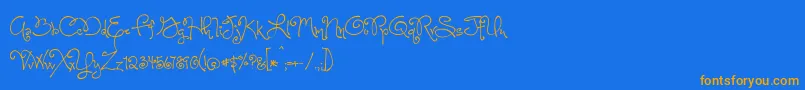 OneStarryNight-Schriftart – Orangefarbene Schriften auf blauem Hintergrund