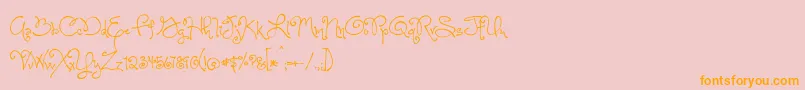 OneStarryNight-Schriftart – Orangefarbene Schriften auf rosa Hintergrund