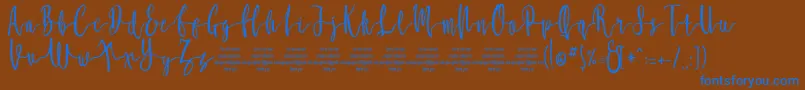 フォントMollucaFree – 茶色の背景に青い文字
