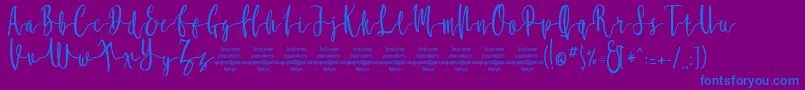 MollucaFree Font – Blue Fonts on Purple Background
