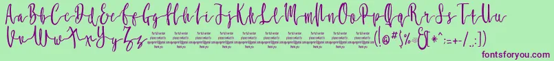 MollucaFree Font – Purple Fonts on Green Background