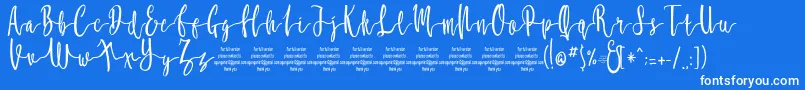 MollucaFree-Schriftart – Weiße Schriften auf blauem Hintergrund