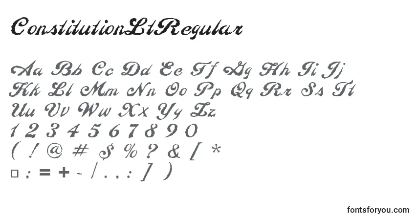 Schriftart ConstitutionLtRegular – Alphabet, Zahlen, spezielle Symbole