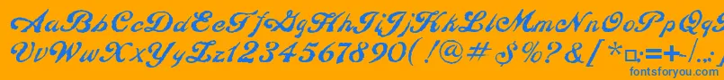 ConstitutionLtRegular-Schriftart – Blaue Schriften auf orangefarbenem Hintergrund