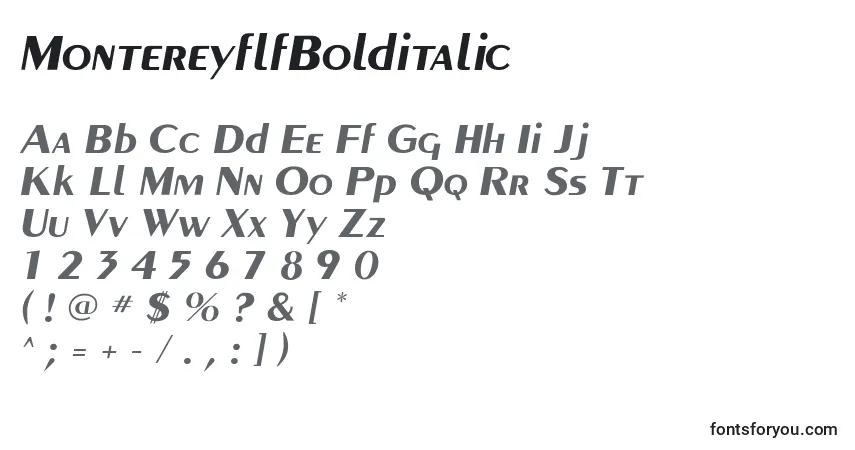 A fonte MontereyflfBolditalic – alfabeto, números, caracteres especiais