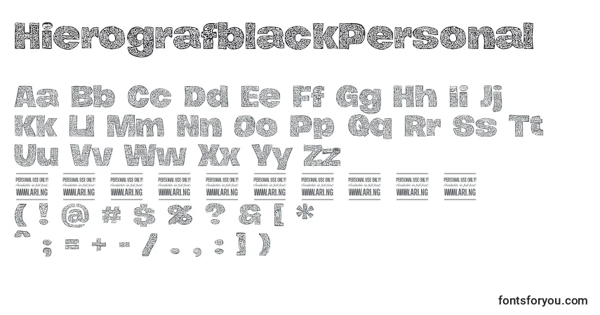 HierografblackPersonal-fontti – aakkoset, numerot, erikoismerkit
