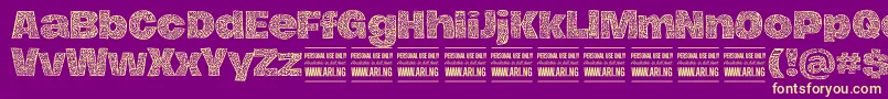 HierografblackPersonal Font – Yellow Fonts on Purple Background