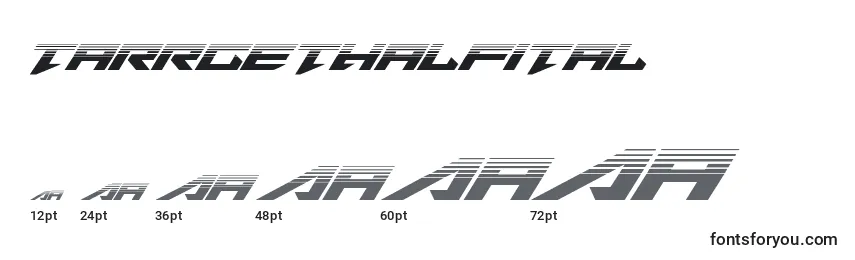 Размеры шрифта Tarrgethalfital