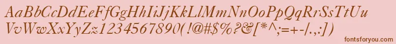 Caslon540LtItalic Font – Brown Fonts on Pink Background