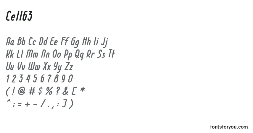 Fuente Cell63 - alfabeto, números, caracteres especiales