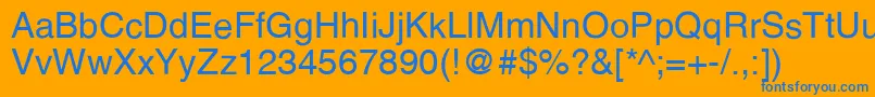 フォントHelveticaLt – オレンジの背景に青い文字