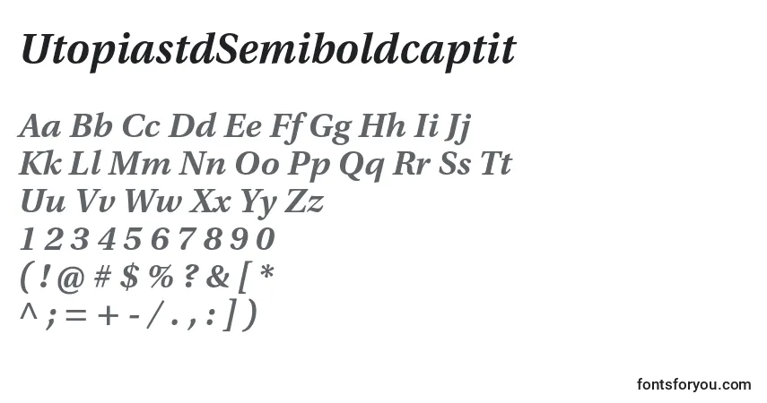 A fonte UtopiastdSemiboldcaptit – alfabeto, números, caracteres especiais