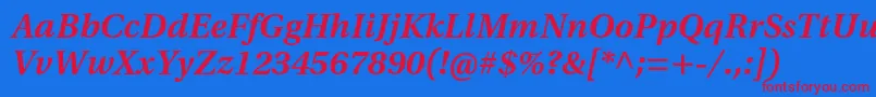 フォントUtopiastdSemiboldcaptit – 赤い文字の青い背景