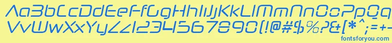 NeuropolnovacdItalic Font – Blue Fonts on Yellow Background