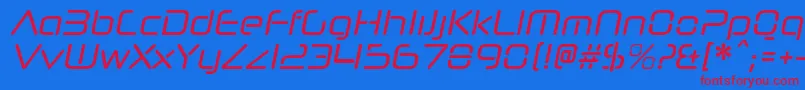 NeuropolnovacdItalic-Schriftart – Rote Schriften auf blauem Hintergrund