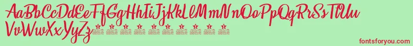 HoneymoonPersonalUse Font – Red Fonts on Green Background