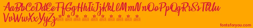 フォントHoneymoonPersonalUse – オレンジの背景に赤い文字