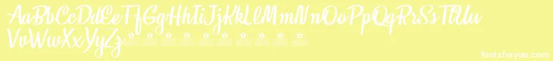 HoneymoonPersonalUse-Schriftart – Weiße Schriften auf gelbem Hintergrund