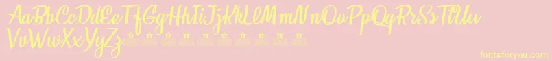 HoneymoonPersonalUse-Schriftart – Gelbe Schriften auf rosa Hintergrund