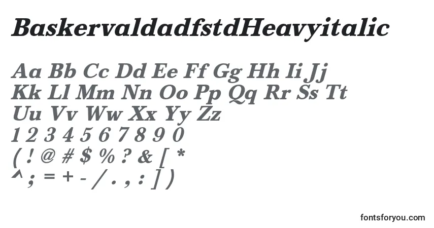 A fonte BaskervaldadfstdHeavyitalic – alfabeto, números, caracteres especiais
