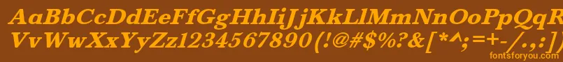 BaskervaldadfstdHeavyitalic Font – Orange Fonts on Brown Background